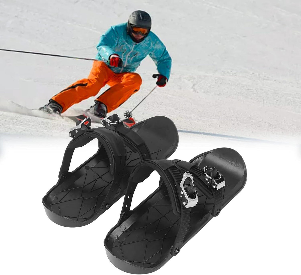 Mini Short Ski Skates, Short Skis Skates for Snow, Short Snowskates for Winter Shoes, Outdoor Ski Shoes for Winter Sport Skiing