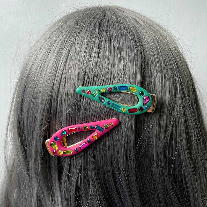 2 women's candy-colored Christmas style diamond-encrusted vintage hairpin buckle ornaments Girl's hair accessories