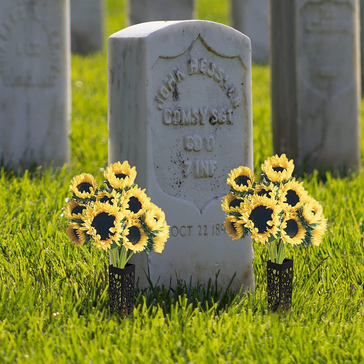 Grave Cemetery Vases with Spikes, Decorations Plastic Floral Holders for Grave Yard Headstone Flower Marker (2Pcs)