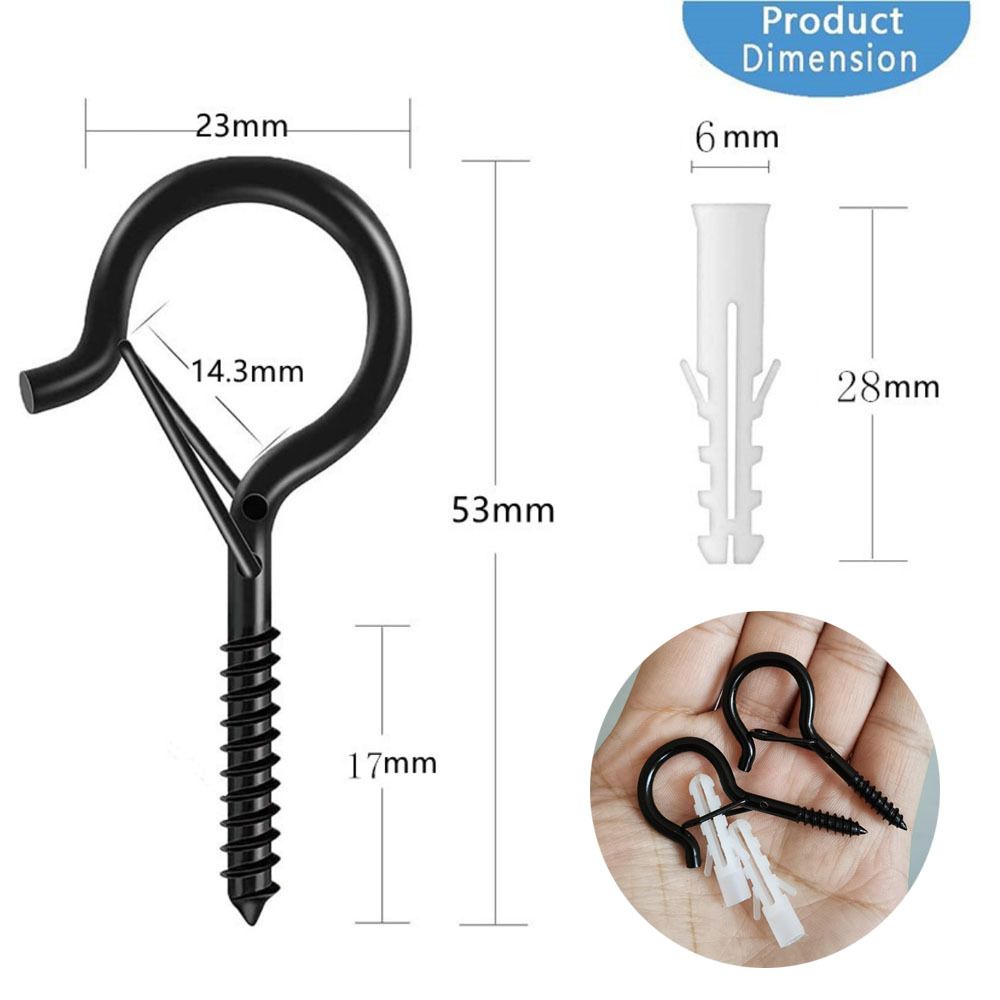 Screw Hooks for Hanging Outdoor String Lights, 30 PCS Q-Hanger Hooks with Safety Buckle, Screw-in Ceiling Hooks for Hanging Plants