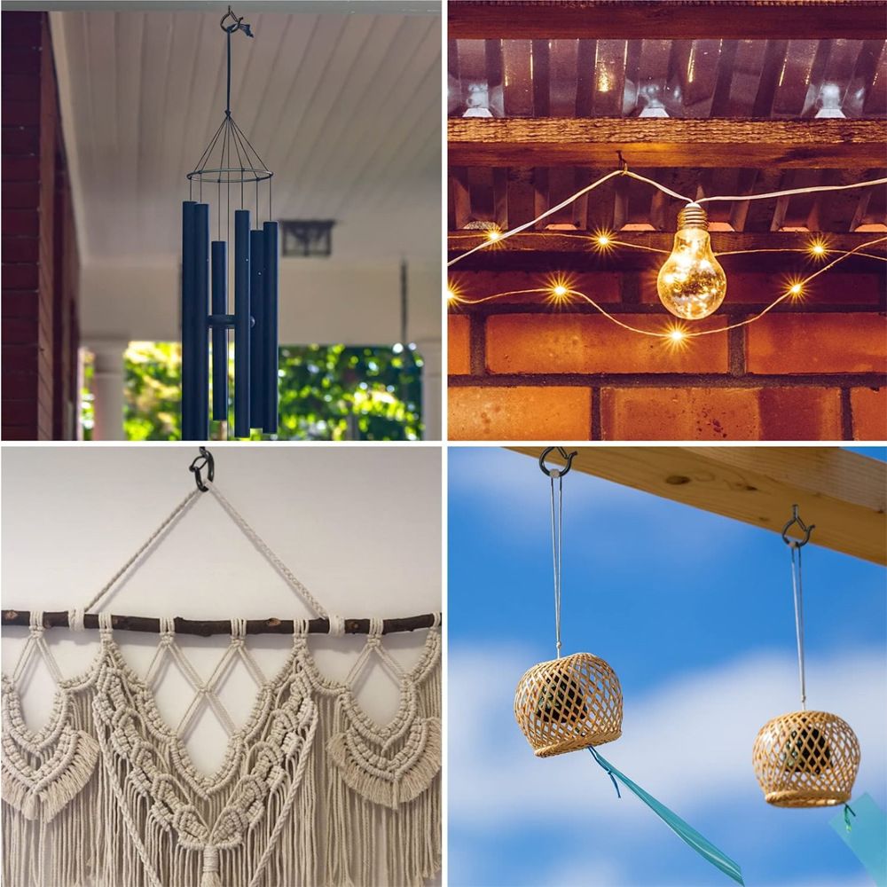 Screw Hooks for Hanging Outdoor String Lights, 30 PCS Q-Hanger Hooks with Safety Buckle, Screw-in Ceiling Hooks for Hanging Plants