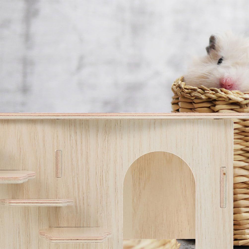 Multi-Storey Small Animal Mechanism Wooden House Small Pets Exercising Toy Wooden Cage Tube Toy Hamster Maze Toy Dwarf Hamsters