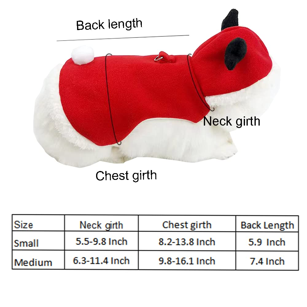 Small Animals Christmas Costume for Rabbit Kitten Elk Cape with Deer Antler Bunny Clothes with Rabbit Leash Holiday Guinea Pig (M)