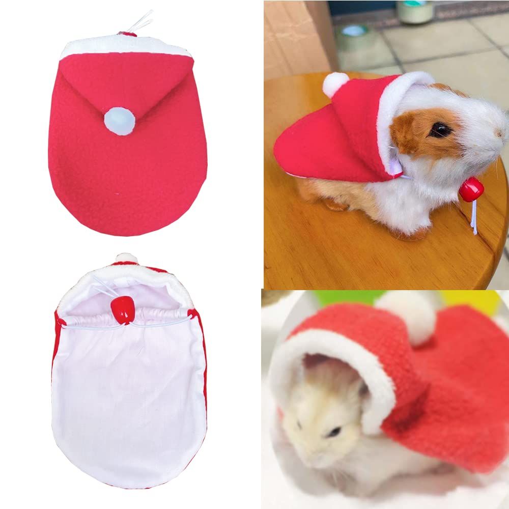 Small Animals Christmas Costume for Rabbit Kitten Elk Cape with Deer Antler Bunny Clothes with Rabbit Leash Holiday Guinea Pig (M)