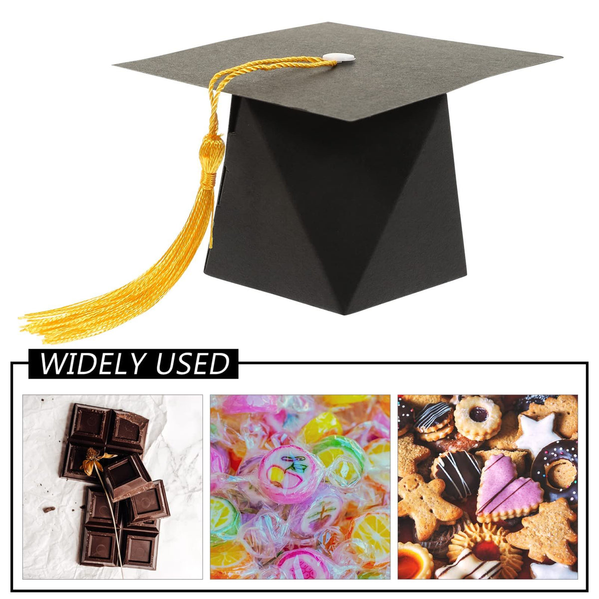 50pcs Graduation Cap Gift Boxes 2023 Graduation Party Supplies Doctoral Cap Shaped Candy Box Graduation Treat Boxes