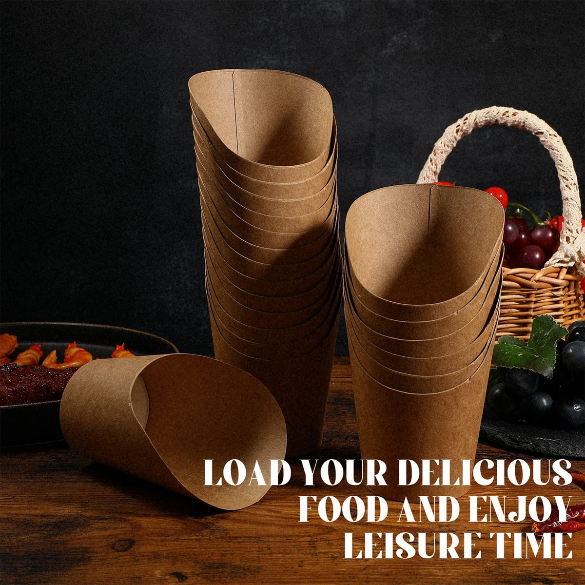 100Pcs French Fries Cups Disposal Paper Charcuterie Holder Waffle Ice Cream Cups Cupcake Wrappers for Wedding Birthday
