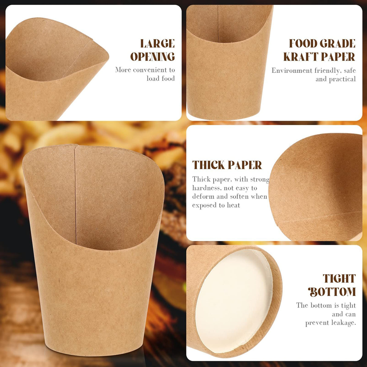 100Pcs French Fries Cups Disposal Paper Charcuterie Holder Waffle Ice Cream Cups Cupcake Wrappers for Wedding Birthday