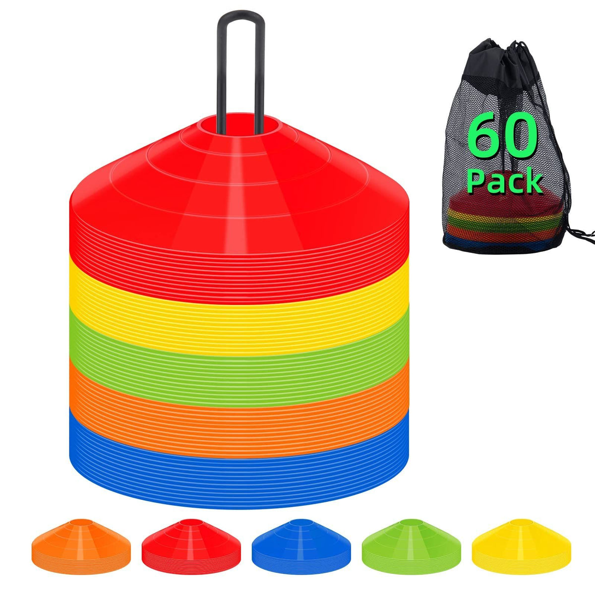 50 pack agile football cones with portable bags and brackets,Suitable for football training,cones for sports training,sports cones