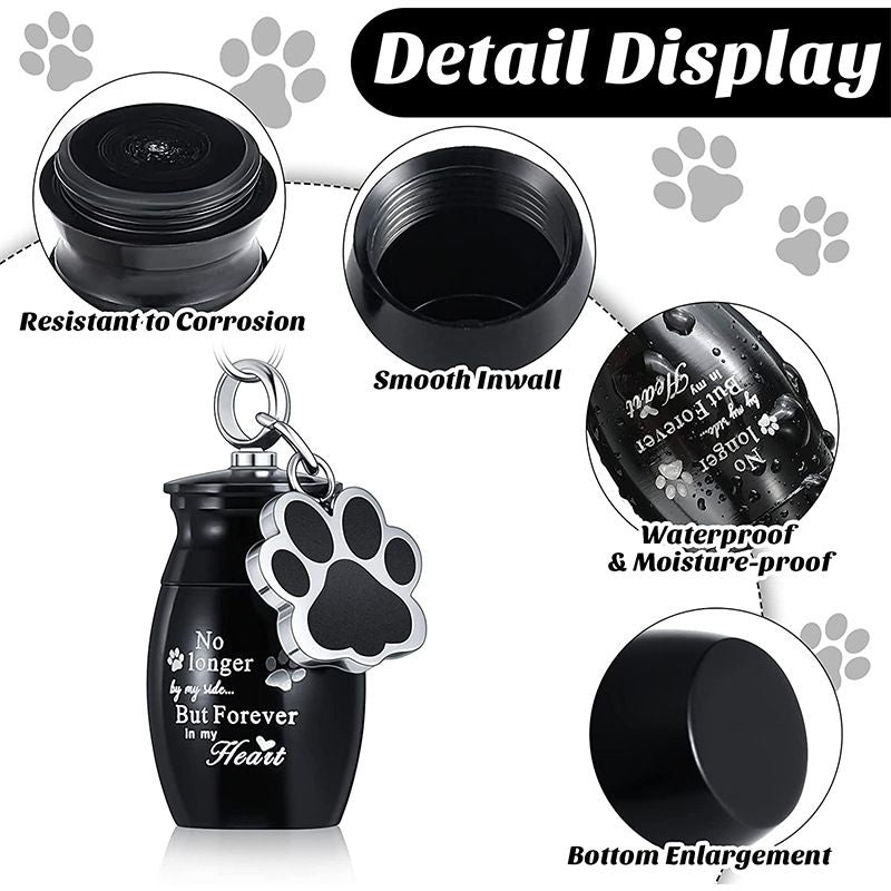 2 Pcs Pet Urns Keychain for Dog Cat Ashes Small Pet Cremation  Pend Paw Print Memorial Urn- Small Pet Cremation Keepsake