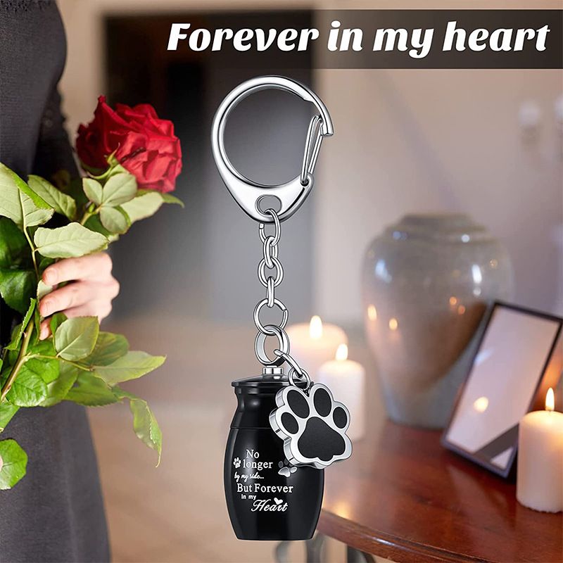 2 Pcs Pet Urns Keychain for Dog Cat Ashes Small Pet Cremation  Pend Paw Print Memorial Urn- Small Pet Cremation Keepsake
