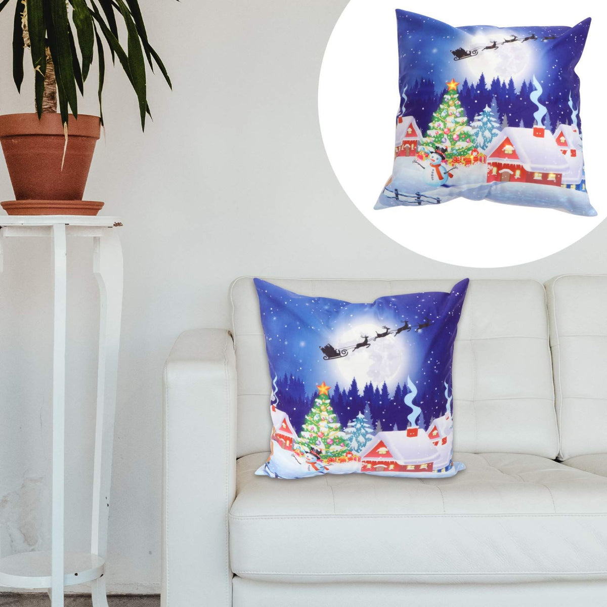LED Light Pillow Cover Winter Light Up Pillowcase Holiday Decorative Throw Pillow Cushion Covers Gifts