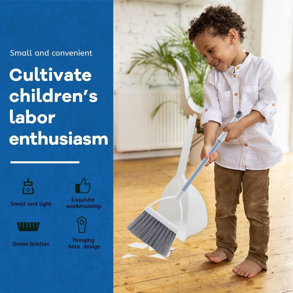 Mini Broom&Dustpan, Home&Kitchen Sweeping for Kids Desktop cleaning 
 Combination set 1pcs(White+Gray)