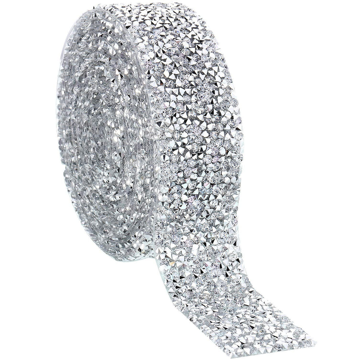 Crystal Rhinestone Ribbon 3 Yards Diamond Sparkling Bling Ribbons Roll Banding Belt Wrap for Wedding Cakes (1.18 Inch, Clear)