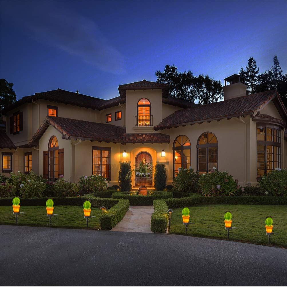 Solar Garden Lights Creative Cactus Pineapple Lawn Lamp Outdoor Ground Lights for Garden Yard Pathway Patio Decor