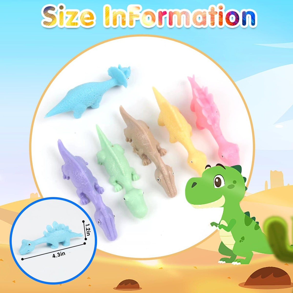 24PCS Rubber Flving Dinosaur Toys Finger Slingshot Animal Toys Animal Slingshots Catapult Toys Dino Shooter Game Stretchy Toy