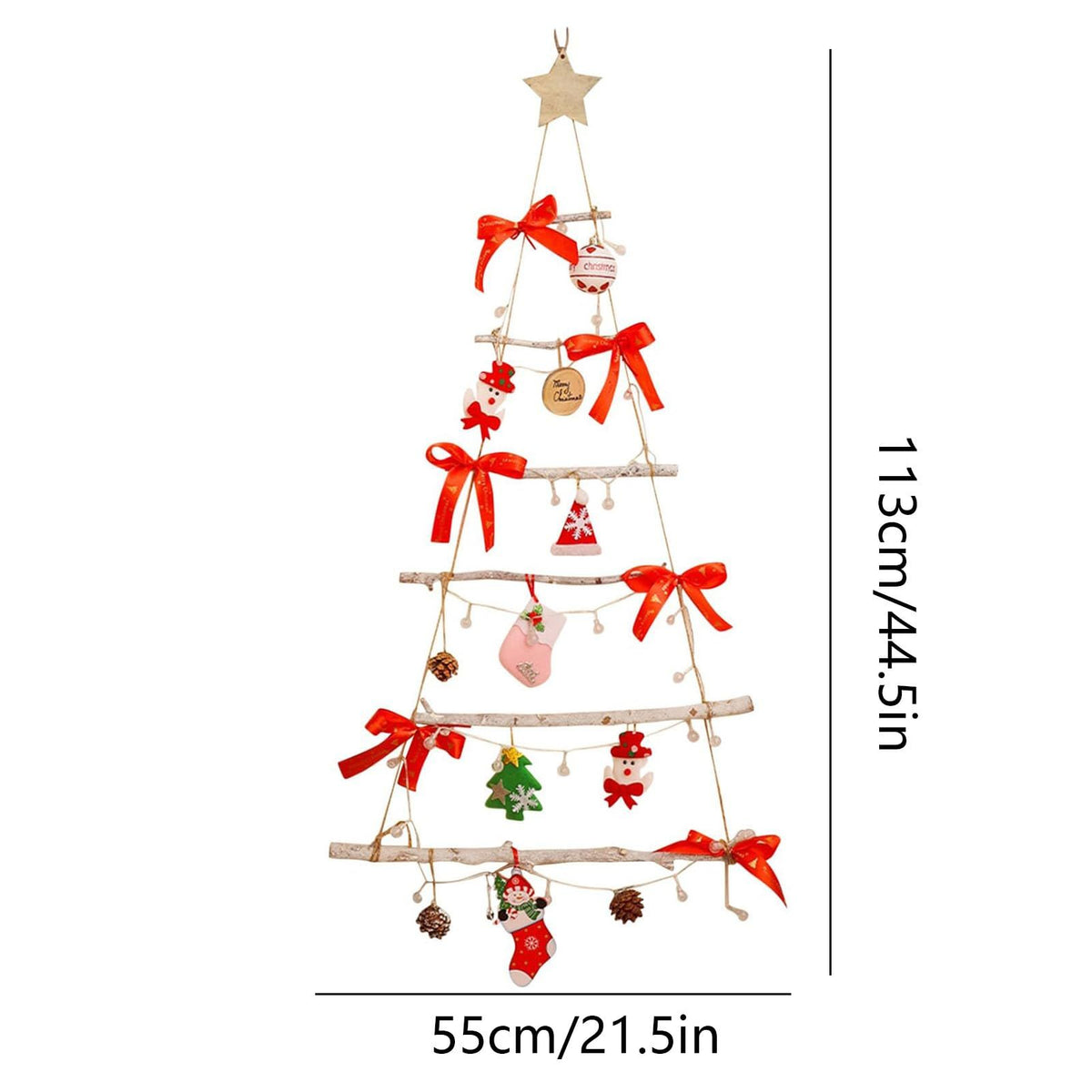 Wall Lighted Christmas Tree Christmas Decoration with Led Light Tree Shaped Decor with Santa Claus and Bells for Room Home