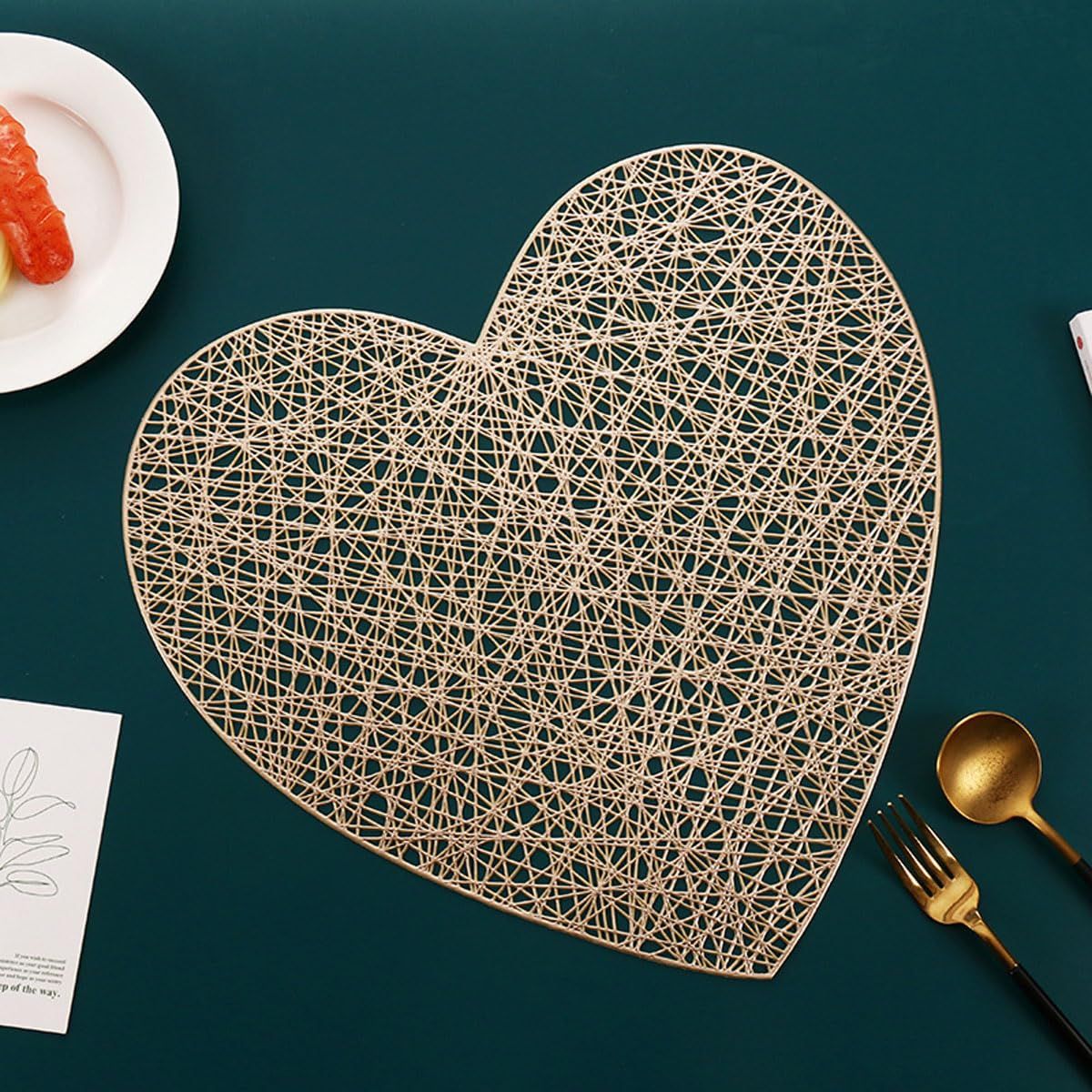 15 Inch Metallic Vinyl Valentine's Day Christmas Festival Lunch Mats Holiday Party Restaurant Home Table Decoration, Gold Set of 6