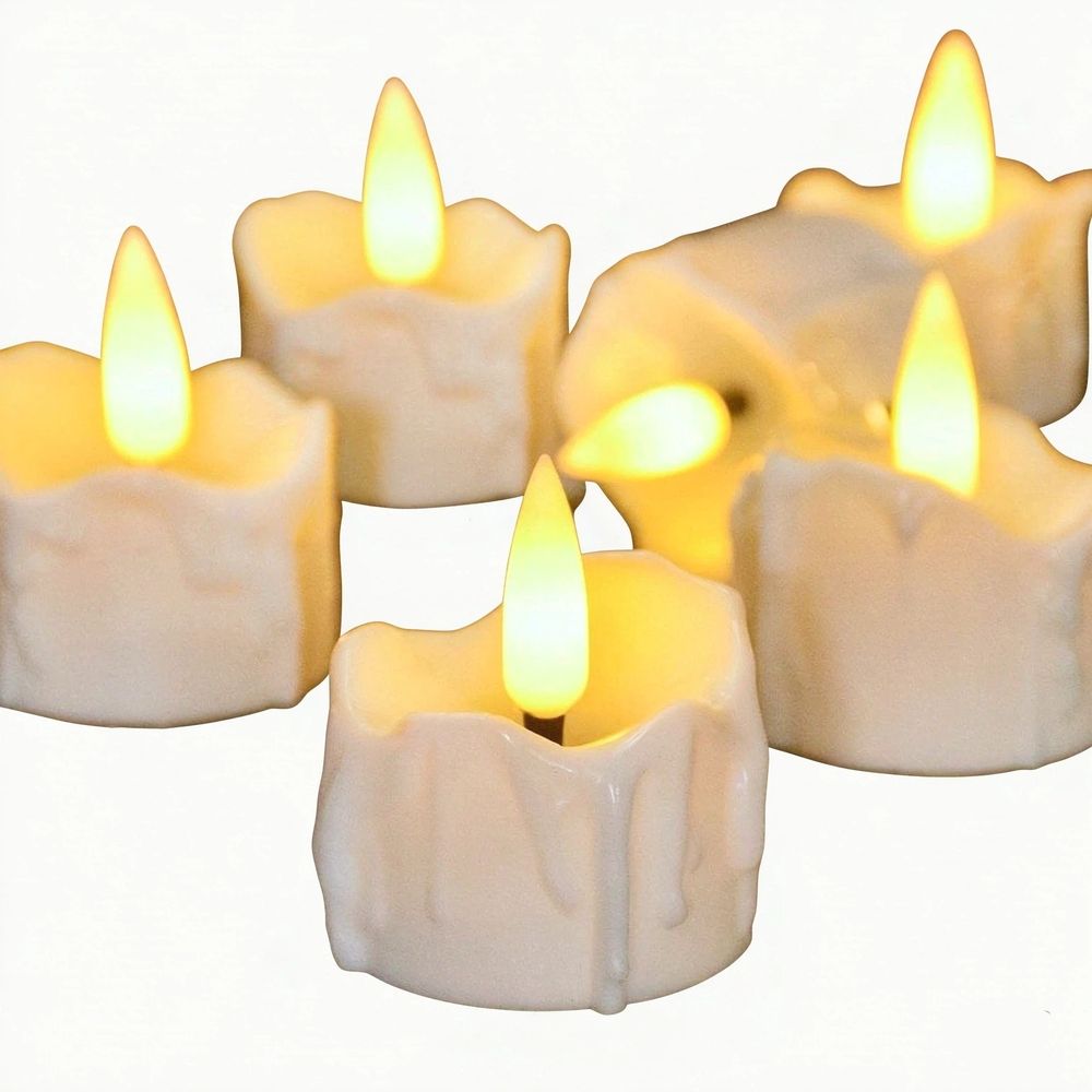 12 Pack Timer Tea Light Battery Operated, Flameless Flickering LED Timer Tealight Fake Candles Bulk for Christmas Halloween