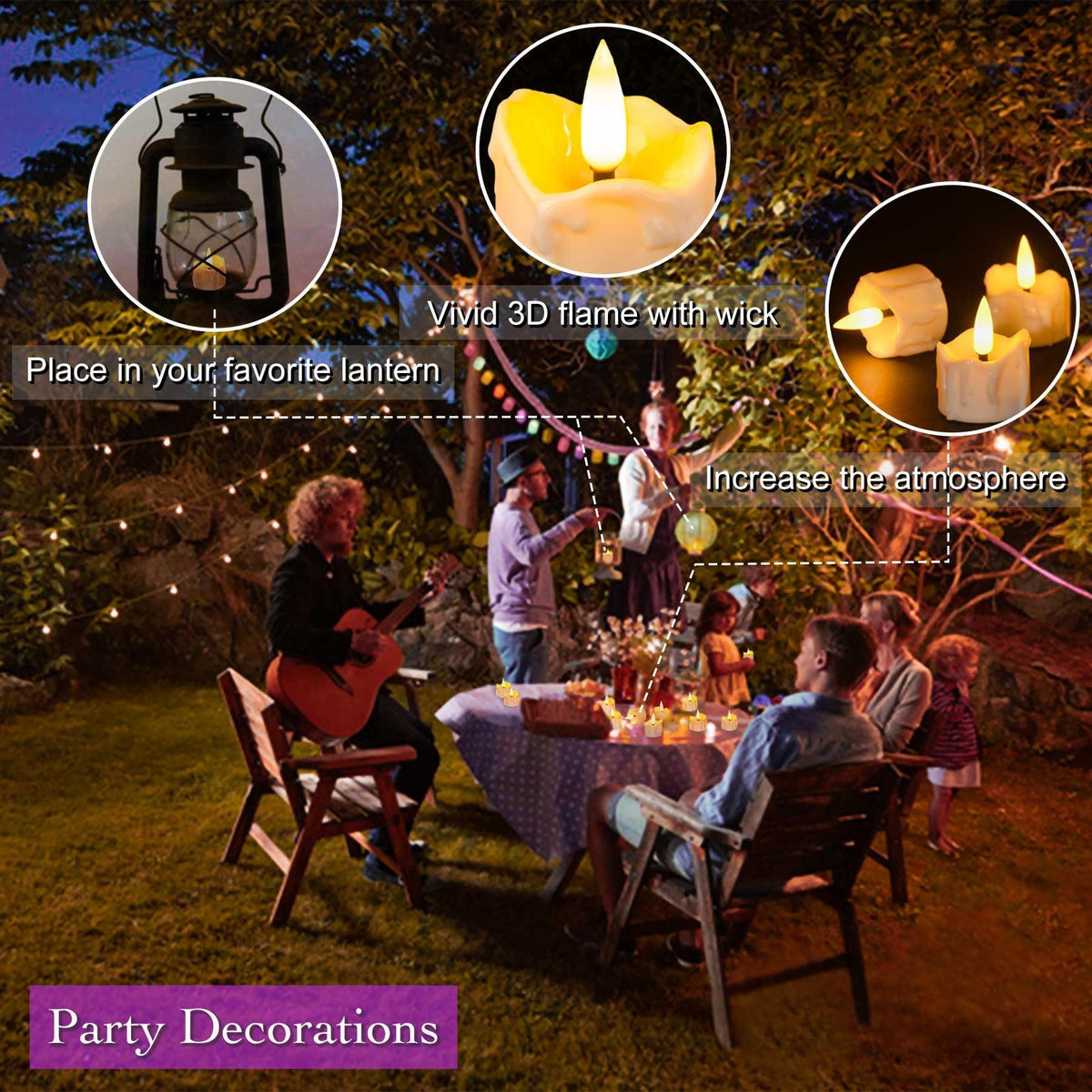 12 Pack Timer Tea Light Battery Operated, Flameless Flickering LED Timer Tealight Fake Candles Bulk for Christmas Halloween