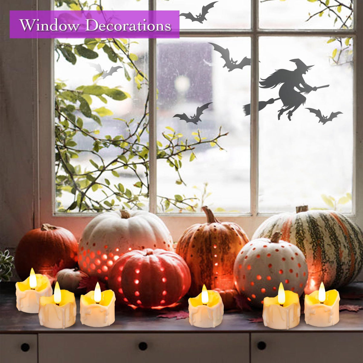 12 Pack Timer Tea Light Battery Operated, Flameless Flickering LED Timer Tealight Fake Candles Bulk for Christmas Halloween