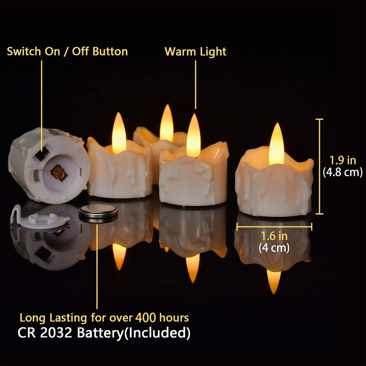 12 Pack Timer Tea Light Battery Operated, Flameless Flickering LED Timer Tealight Fake Candles Bulk for Christmas Halloween