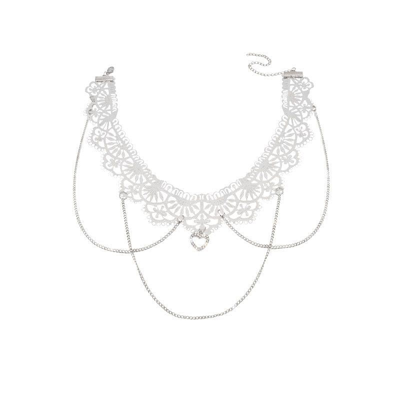 Lace Gothic Style Tassel Pendant Choker Lace Choker Necklace Gothic Jewelry Accessories, Elegant Goth Gothic Collar Necklace