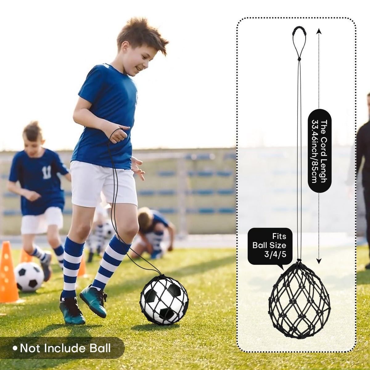 2PCS Football Kick Trainer Soccer Ball Net Kicker, Fits Ball Size 3, 4, 5, Solo Soccer Kick Practice Training Aid Soccer Return