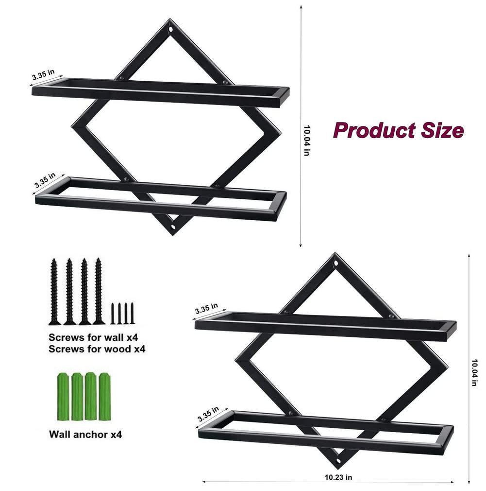 2Pcs Metal Wall Mounted Wine Rack Hanging Wine Bottle Holder Wall Organizer Storage Shelf for Home Kitchen Bar Decor