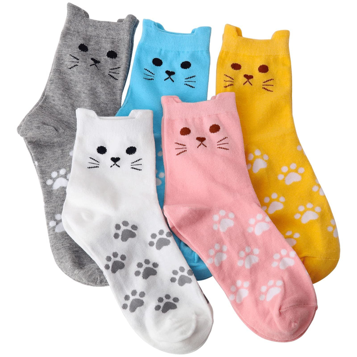 5 Pairs Cat Socks Women,Animal Cute Socks for Women,Christmas Gifts for Cat Lovers durable and will keep your feet comfortable