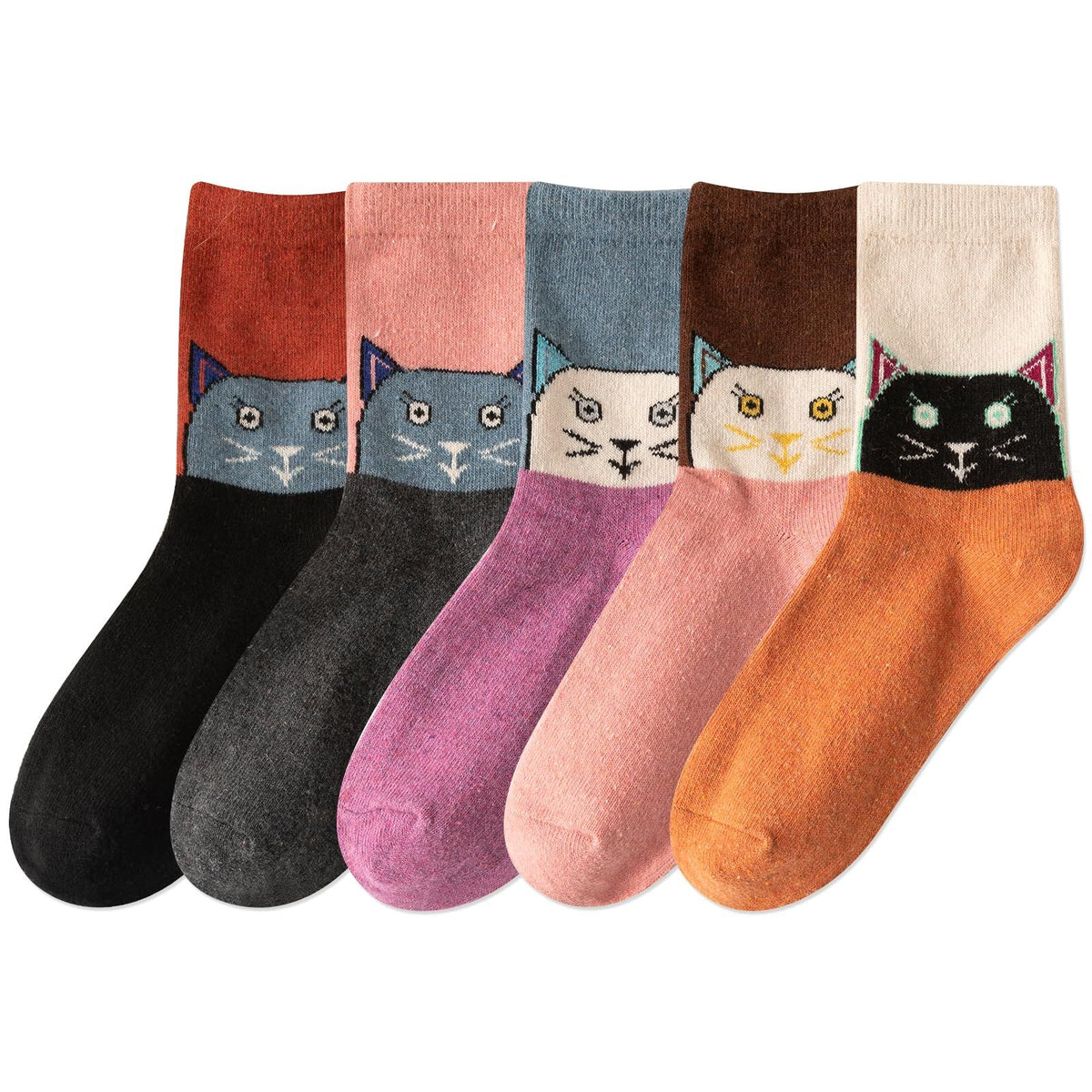 Cute Warm Wool Socks for Women Super Cozy Thick Crew Winter Socks Gifts, 5 Pairs with sweat absorption, breathable
