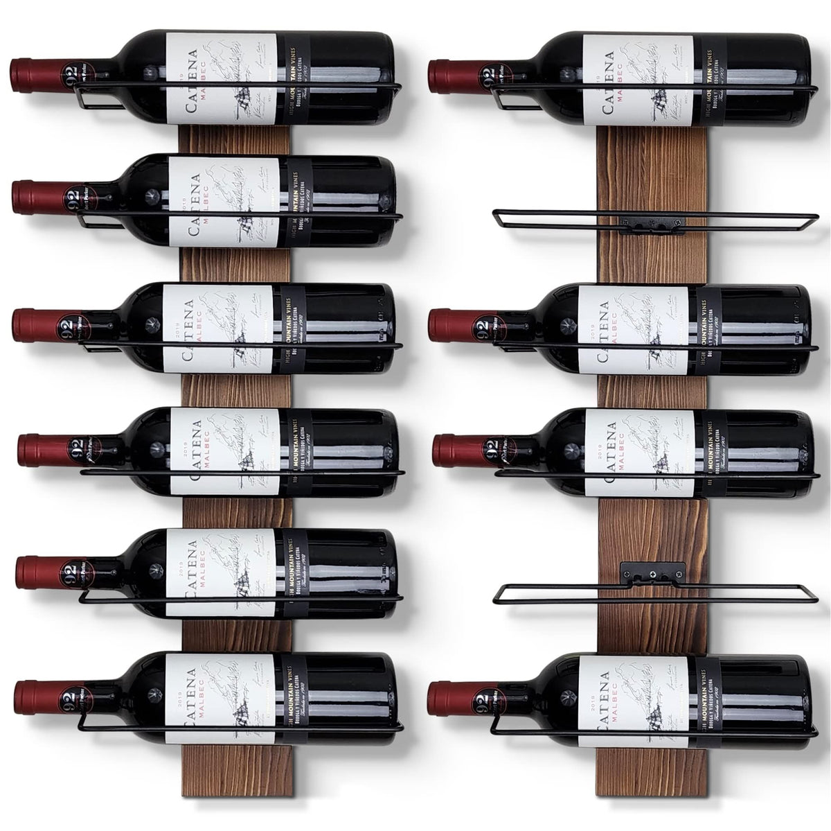 Wine Rack Wall Mounted | Solid Pine Wood & Metal Wall Wine Rack | Stylish 12 Bottle Wine Rack | Versatile Display