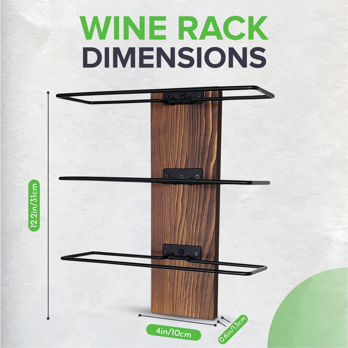 Wine Rack Wall Mounted | Solid Pine Wood & Metal Wall Wine Rack | Stylish 12 Bottle Wine Rack | Versatile Display
