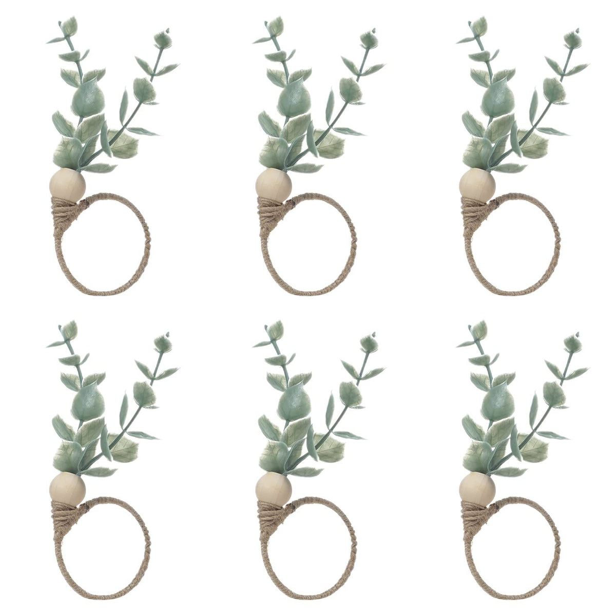 Rings Set of 12, Farmhouse Napkin Rings Eucalyptus Napkin Rings Wooden Napkin Rings Spring Rustic Green Leaf Napkin Rings
