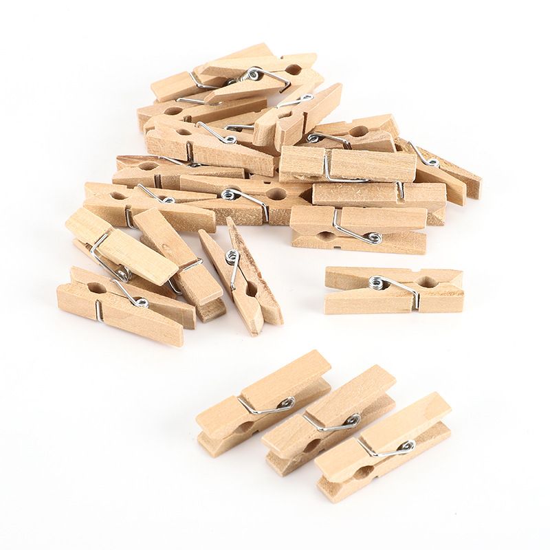 Wooden Craft Clips,Mini Photo Paper Peg Pin Graft Clips,Large Wood Clips for Laundry Clips DIY Art Craft Photo,100 Pieces (3.5 cm)