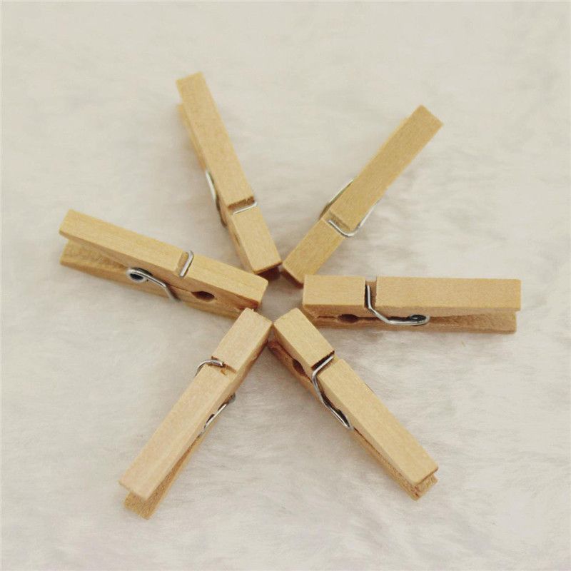 Wooden Craft Clips,Mini Photo Paper Peg Pin Graft Clips,Large Wood Clips for Laundry Clips DIY Art Craft Photo,100 Pieces (3.5 cm)