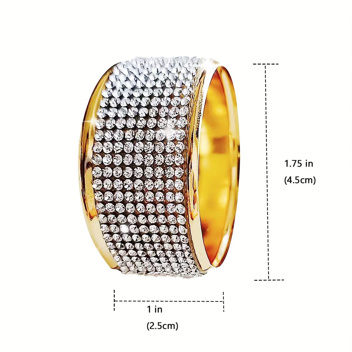 Silver Diamond Glod Napkin Rings Set of 6, Christmas Napkin Holder for Dining, Thanksgiving, Wedding,Bling Cloth Holder Full