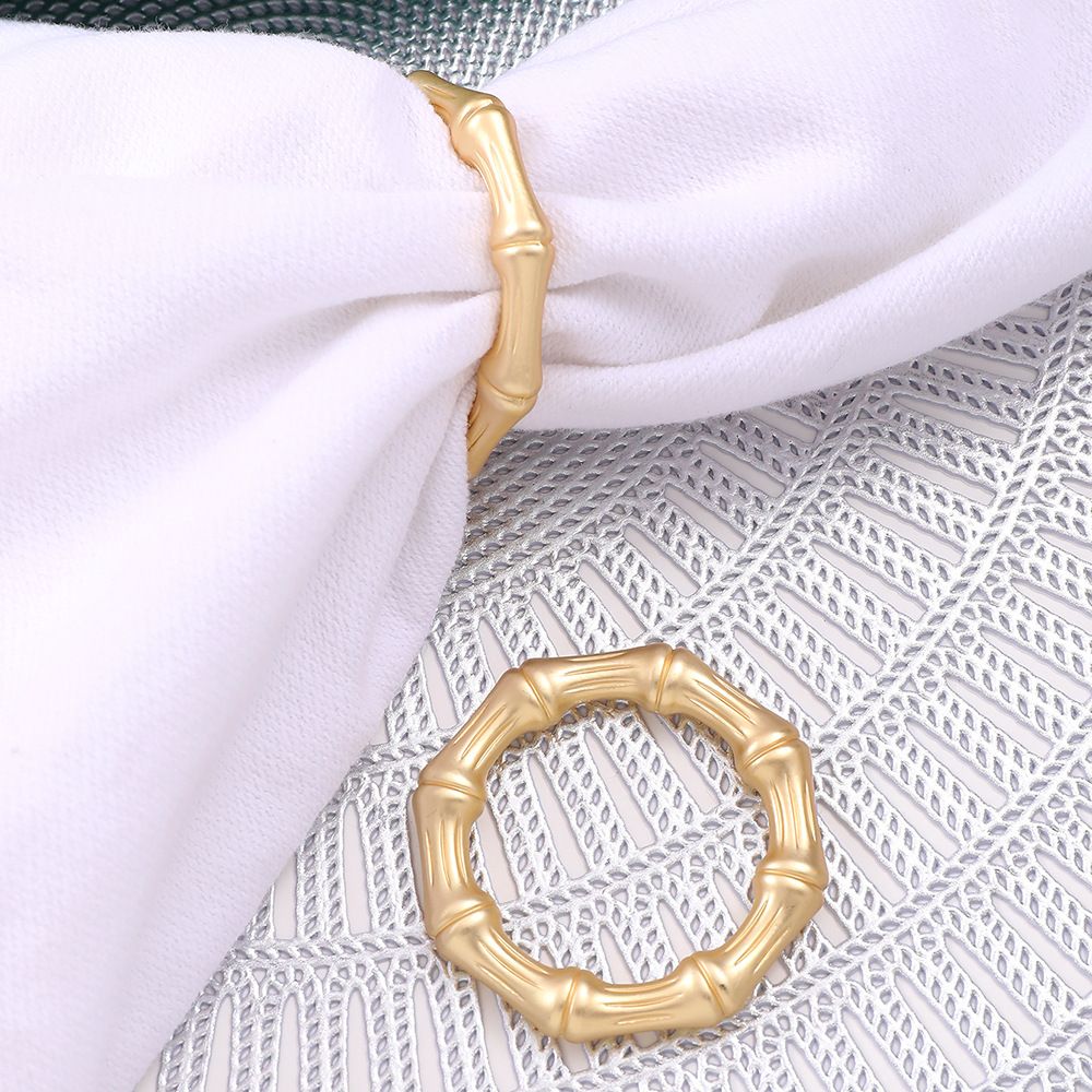 24 Pieces Metal Napkin Ring Holders Bamboo Knuckles Style Gold Napkin Holder Ring Zinc Alloy Buckles