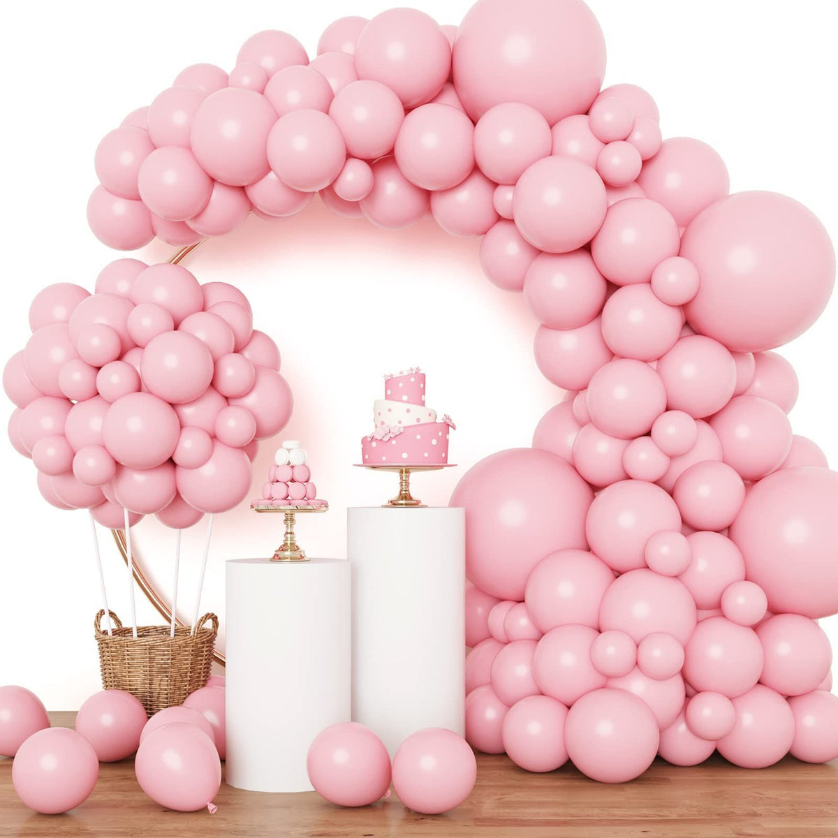 Pink Balloons 129pcs Pastel Pink Balloons Different Sizes Light Pink Balloons for Valentine's Day Birthday Wedding Anniversary