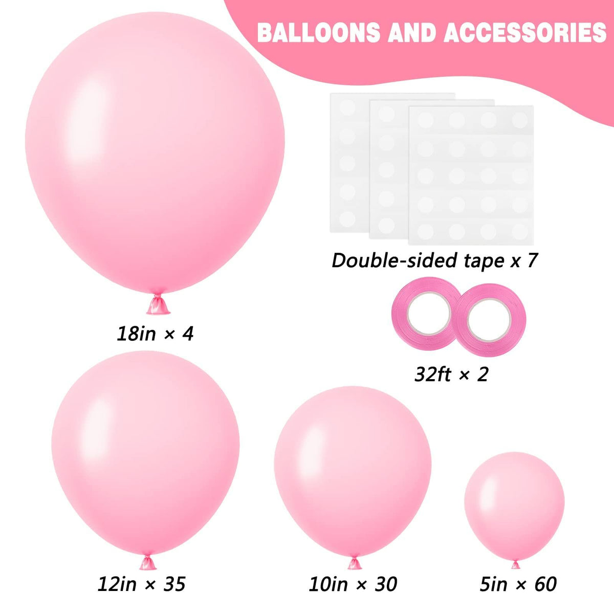 Pink Balloons 129pcs Pastel Pink Balloons Different Sizes Light Pink Balloons for Valentine's Day Birthday Wedding Anniversary