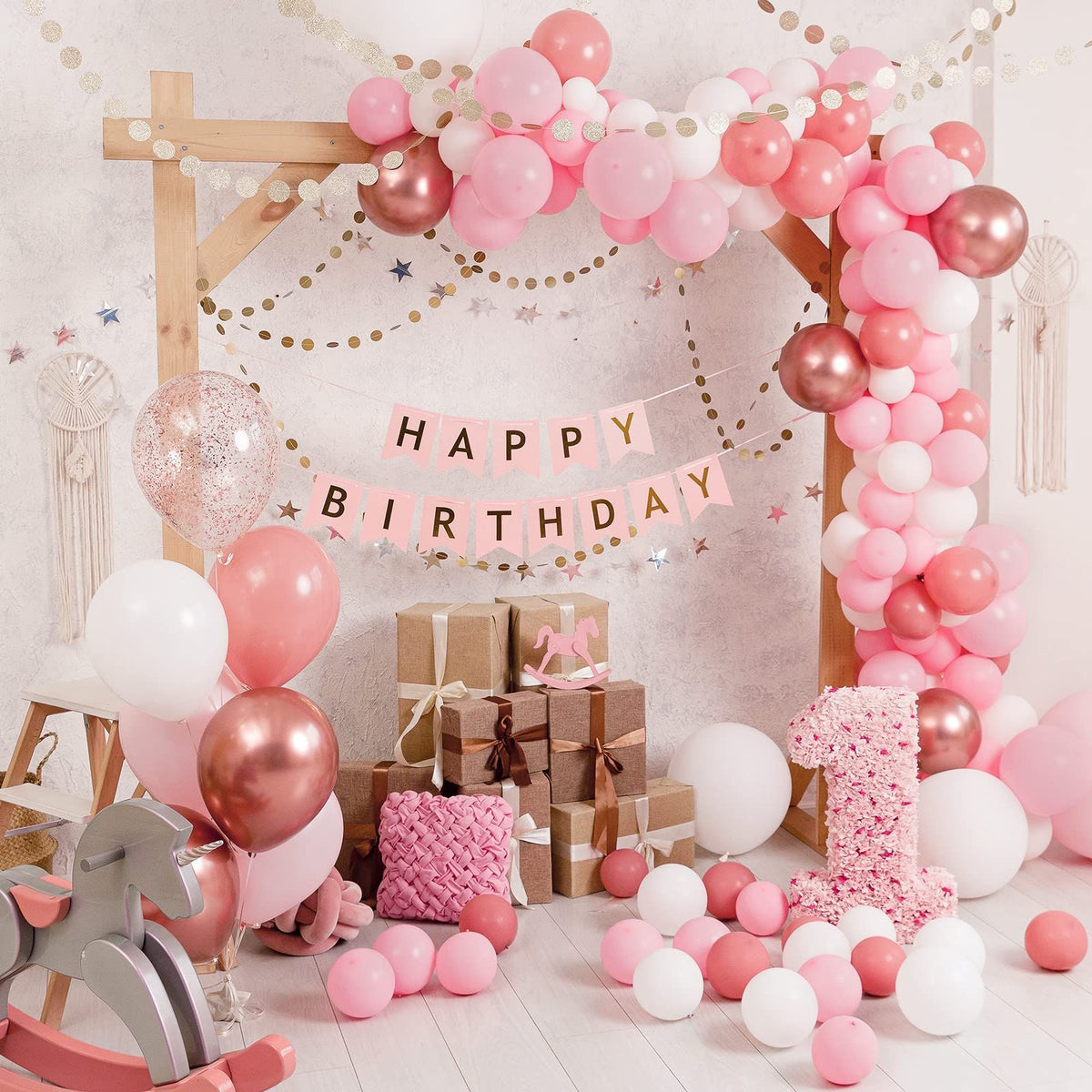 Pink Balloons 129pcs Pastel Pink Balloons Different Sizes Light Pink Balloons for Valentine's Day Birthday Wedding Anniversary