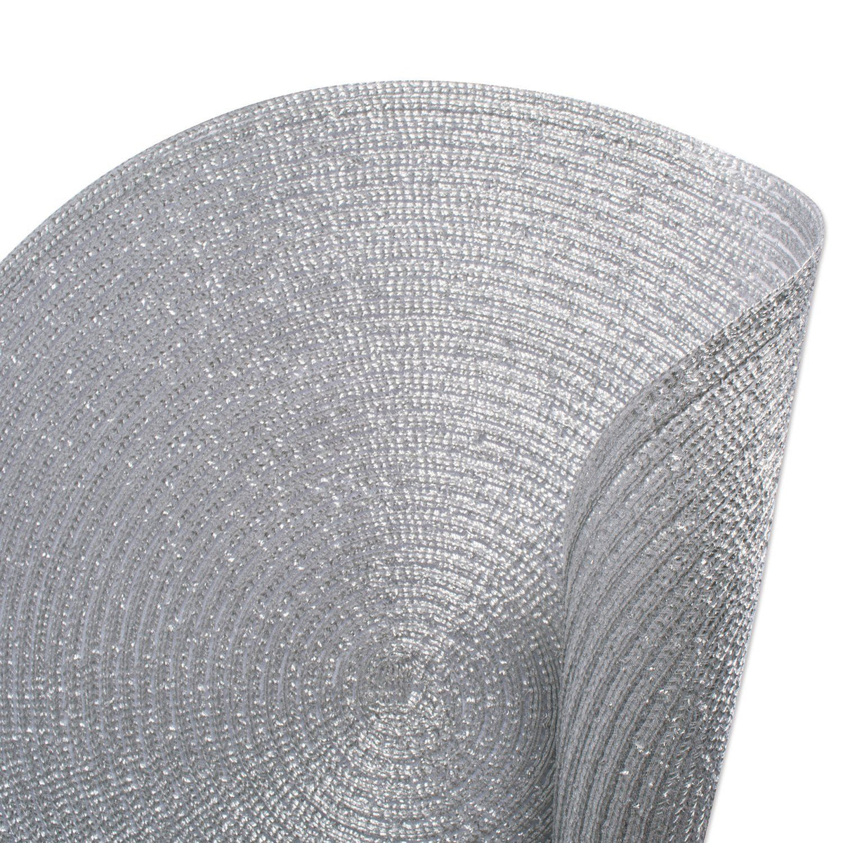 4 Piece DII Woven Placemats Collection Metallic Round Placemat Set, 11.8", Platinum SilverDecorative Sparkle Bling