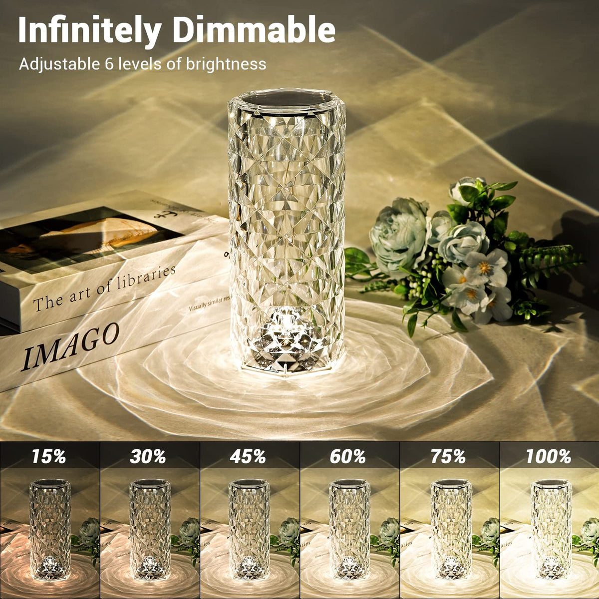 Crystal Lamp,Touch Control Crystal table Lamp,Crystal Rose Lamp with 16 Colors,RGB Night Light with USB & Remote Control
