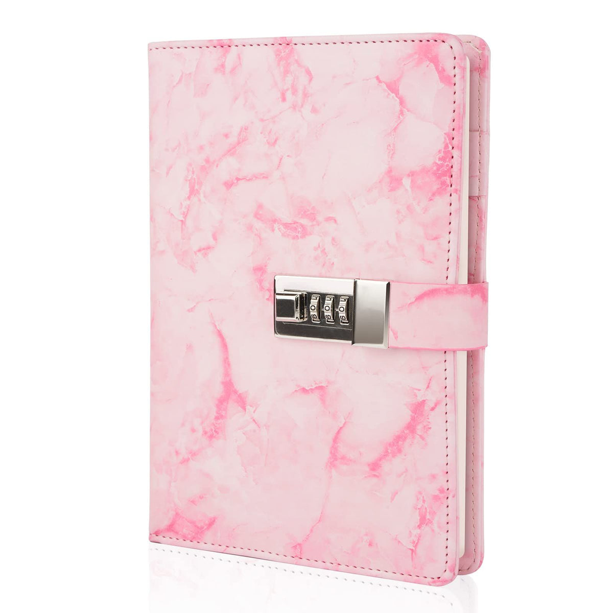 Marble Diary with Lock, Refillable A5 Daily Journal for Girls and Women, 200 Pages Cute Notebook with Combination Lock