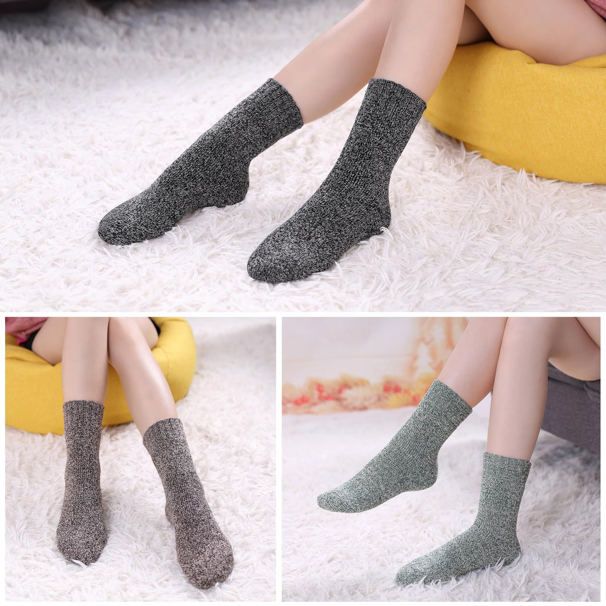 Men's Wool Socks 5 Pack Thermal Socks for Winter Soft Cozy Crew Socks for Hiking Cold Weather Thick Boot Socks