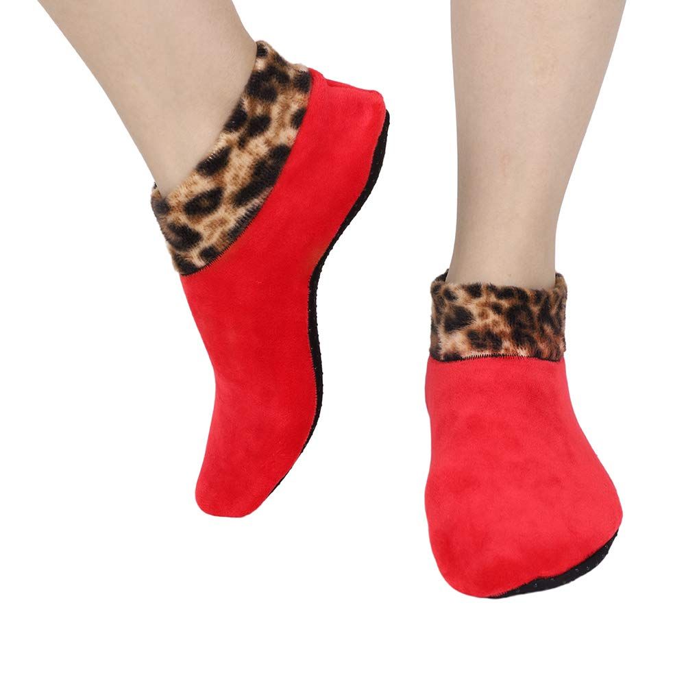Floor Indoor Thermal Socks, Women Fuzzy Non-Slip Slippers Double Layer Home Cozy Foot Low Cut Socks for Yoga Dance Sleeping