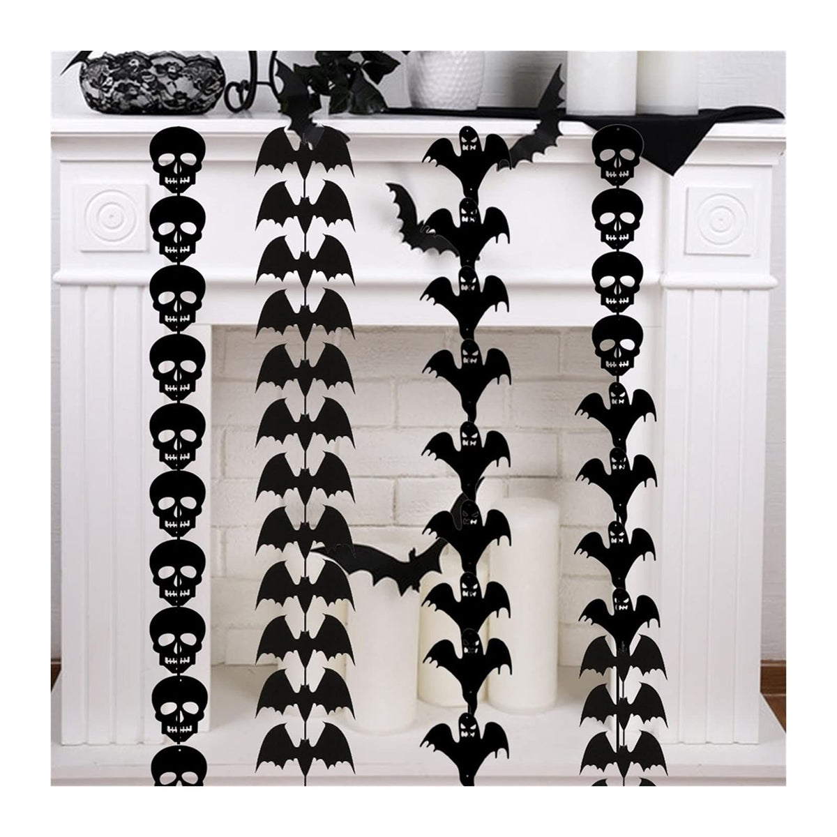 Halloween Non-Woven Bat String-4 Pcs Halloween Decorations, for Decoration Bar Party Holiday Pendant