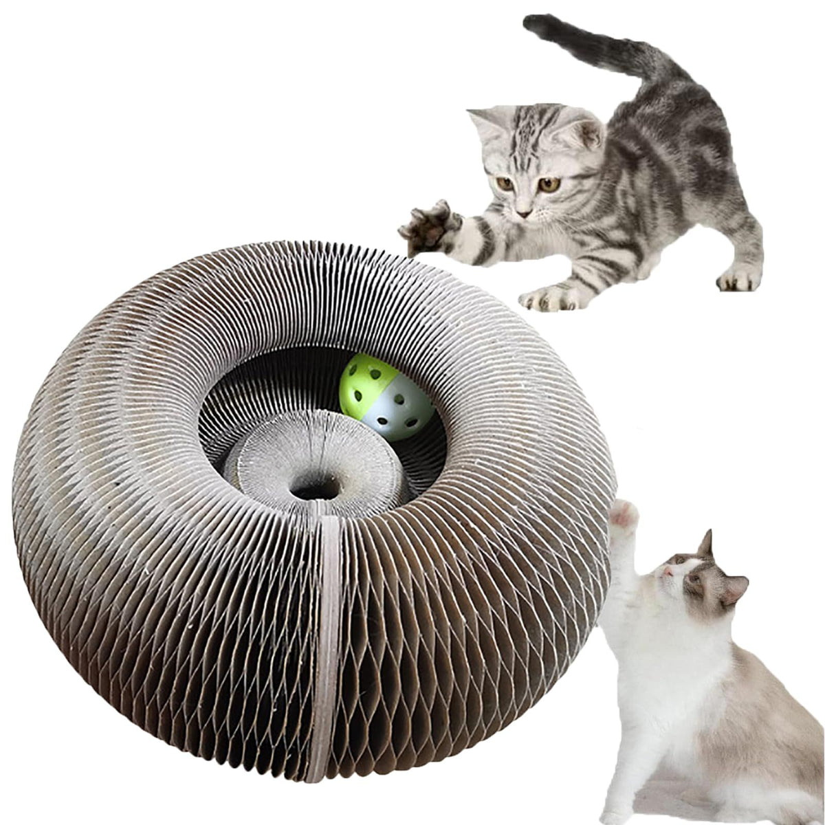 Utility Cat Bed,Cat Scratching Board, Magic Organ Cat Scratching Board, Cardboard Cat Scratcher with Two Toy Bell Ball (1Pc)