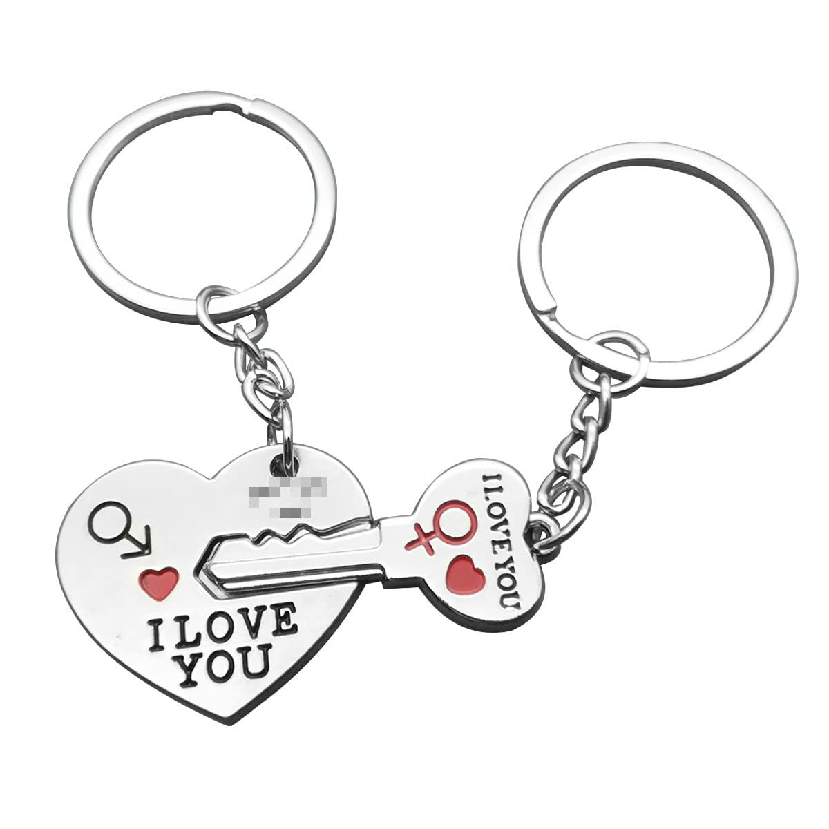 2pcs Couple Key Chain Ring Set-I LOVE YOU with Red Heart Keychains Set for Boyfriend Girlfriend and Best Friends