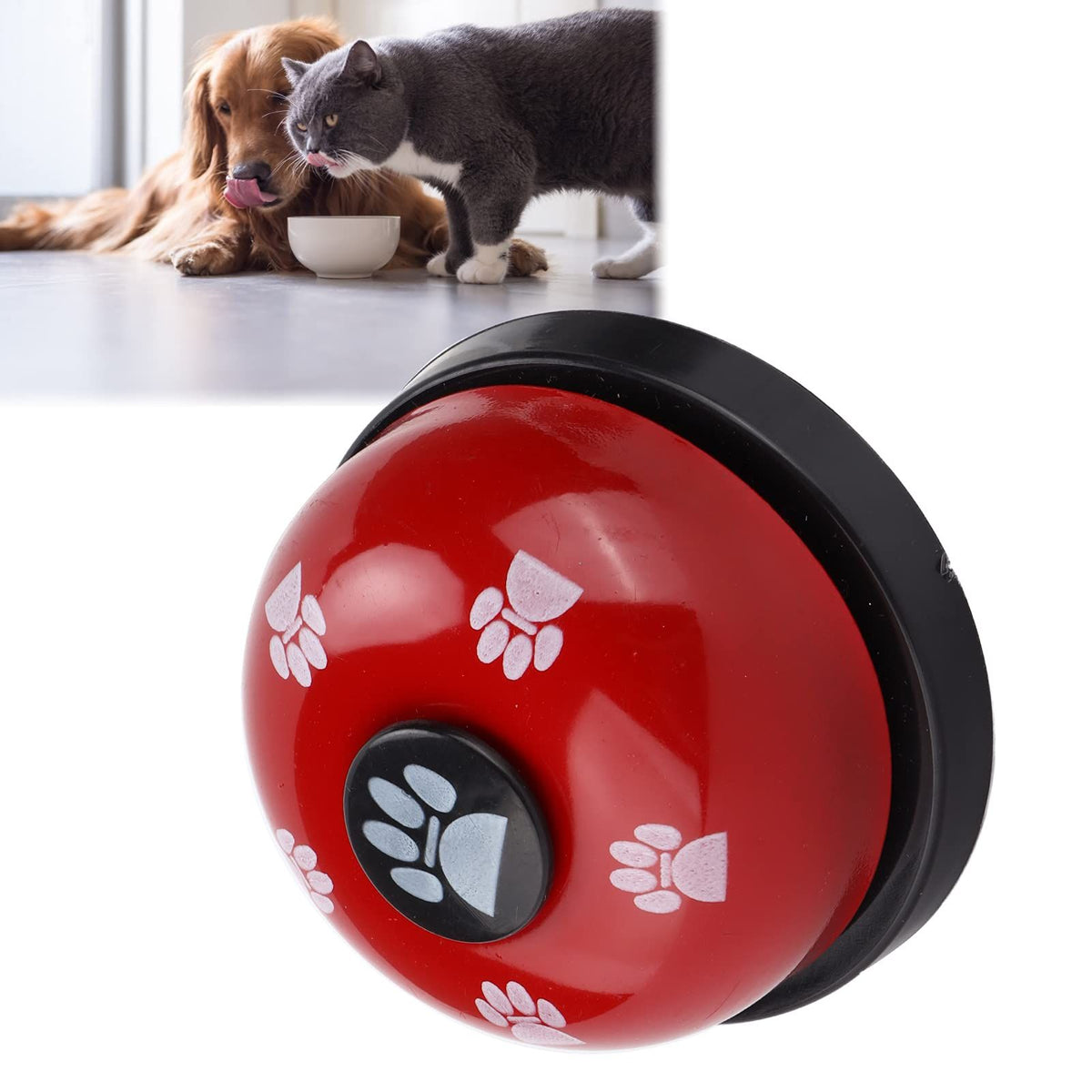 Dog Cat Bells Toys to Ring to Go Outside Cat Communication Device Paw Print, Dog Agility Training Equipment Interactive Toys (Red)