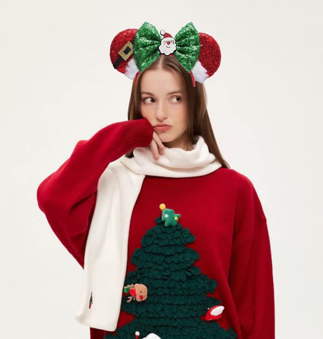 Christmas Decoration Headpiece Santa Mouse Ears Headband Christmas Eve Butterfly Hair Hoop Park Women Adults Costume